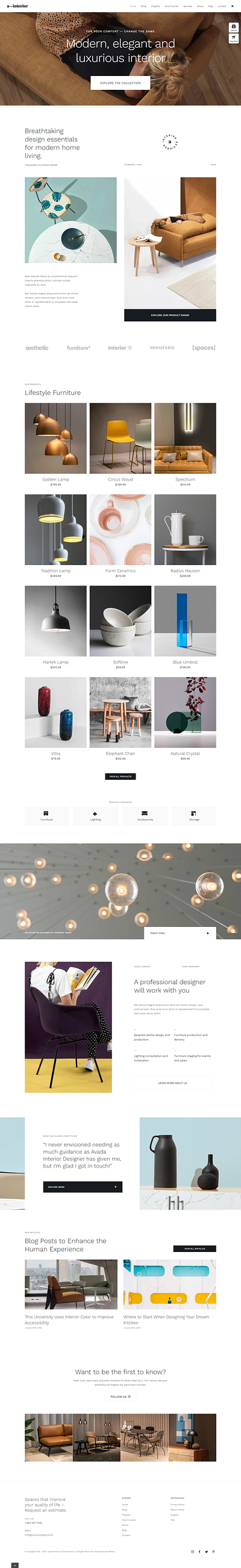 Avada Interior Design WordPress Theme blog design design theme web design website wordpress theme