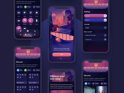 Sleep Sounds - App Design animation app design illustration ios mascot meditation mobile relax sleep ui ui design