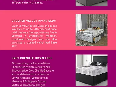 Bedsland crushed velvet divan bed divan beds grey headboard bed