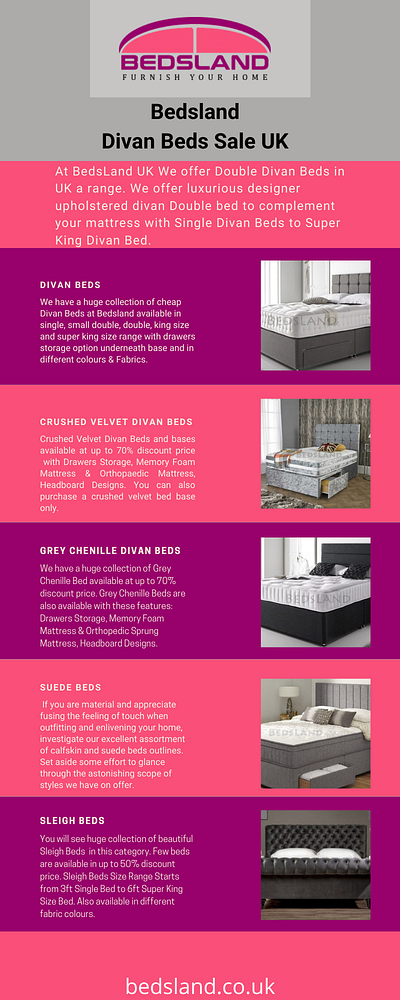 Bedsland crushed velvet divan bed divan beds grey headboard bed