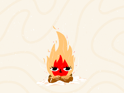 Fire Character | Warm-up Illustration bonfire bulgaria character fire fireplace illustration outside texture warm warm up warmup winter