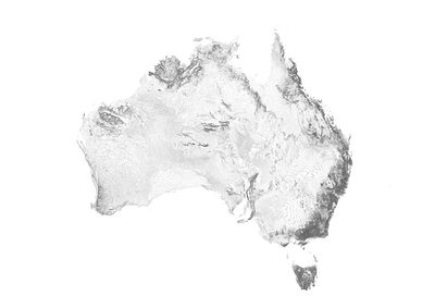 Australia - Black and white map australia illustration landscape map melbourne minimal mountain nature poster relief sydney topographic topography white