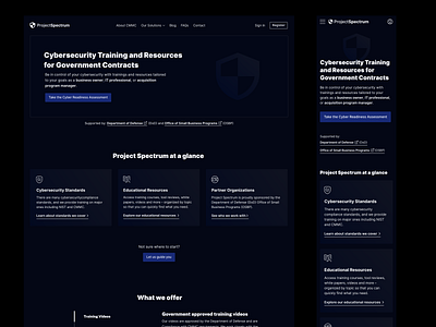 ProjectSpectrum - cybersecurity training platform II cybersecurity design government landing page ui user experience user interface ux web design webdesign website