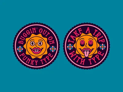 New Font badge branding elegant flowers font funky hippy identity illustration sun trippy typography