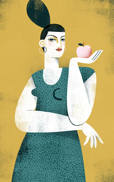 Lady with an Apple apple chic female feminine girl illustration portrait procreate woman