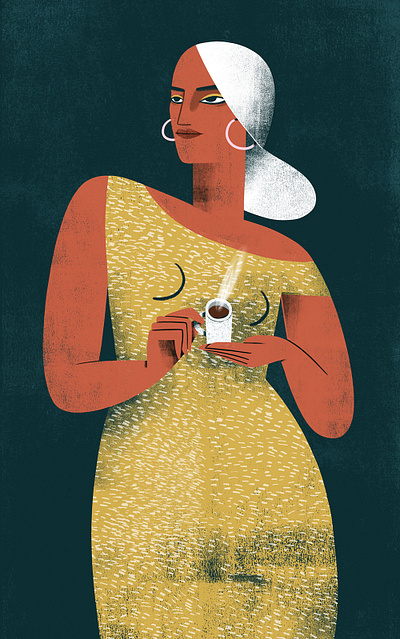 Lady with a Coffee chic coffee female feminine illustration portrait procreate textures woman