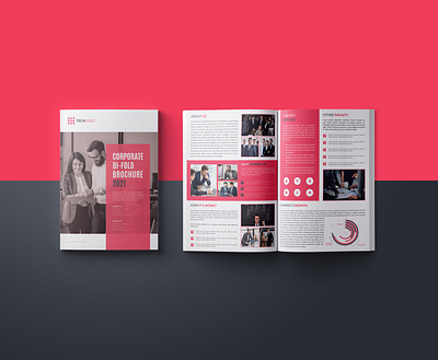 "CORPORATE BI-FOLD BROCHURE 2021" adobe indesign brand identity branding brochure brochure design business brochure design color idea corporate brochure design design design idea