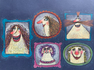Family portraits - characters design for children book book illustration cartoon character cartoons character character design childrens book family gouache hand drawing illustration pencils portraits tempera