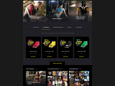 Homepage for Magento GoTape website buy ecommerce elastic finest homepage kinesiology landing page magento 2 minimal muscle responsive shop sports design store tapes ui web webdesign website