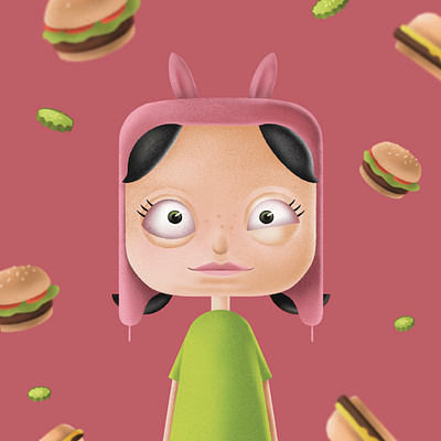 Louise Belcher bobs burgers character cute design grainy illustration illustration art procreate