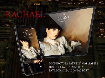 Rachael Wallpaper bladerunner dave brasgalla digital illustration digital painting iconfactory ios macos painting patreon portrait sci fi science fiction scifi wallpaper