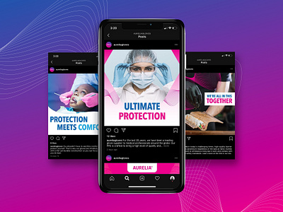 PPE Posts gloves goggles instagram post line art mask pattern social media social strategy