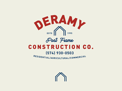 Deramy Construction Company Branding Suite 1995 logo barn barn logo construction construction branding construction logo icon indiana logo logo design logo design branding plymouth pole barn post frame post frame design post frame logo secondary logo symbol