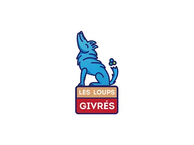Les Loups Givres blue branding character cream ice icecream illustration logo logotype red wolf