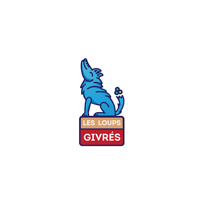 Les Loups Givres blue branding character cream ice icecream illustration logo logotype red wolf