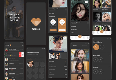 Dating App exploration app app design app designer app ui blackish app dating dating app dating ui dating website datingapp flat ios app design minimal mobile app mobile app design ui