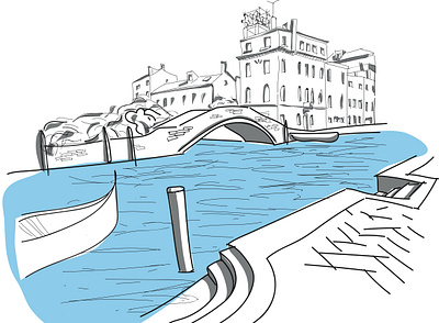 Venice no.2 2d architecture bridge canals illustration vector venice