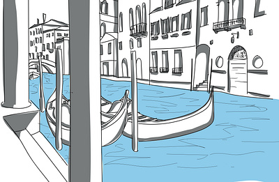 Venice no.1 2d architecture canals gondola illustration vector venice