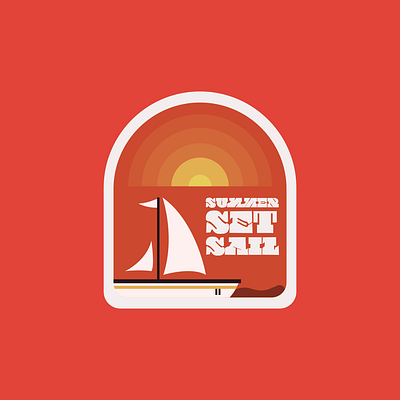 SummerSet 02 boat frame illustrator orange type warm yellow