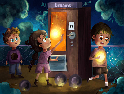 Dreams character character design children children book illustration childrens book childrens illustration dream dreamcatcher dreams illustration illustrations imagination kids light lightning