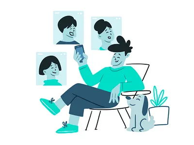 Group chat art artist artwork character characterdesign chat clean color concept creative design designer dog dribbble graphic design illustration message phone plant