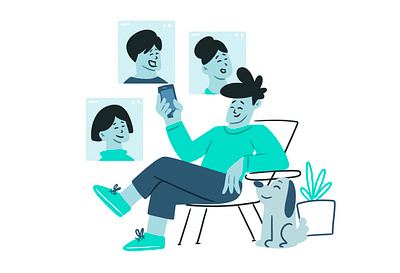 Group chat art artist artwork character characterdesign chat clean color concept creative design designer dog dribbble graphic design illustration message phone plant