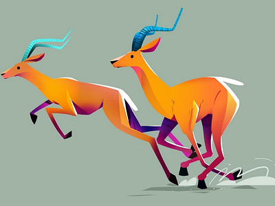 Impalas 2d animal antelope colorful design digital art illustration photoshop procreate runcycle wild animals