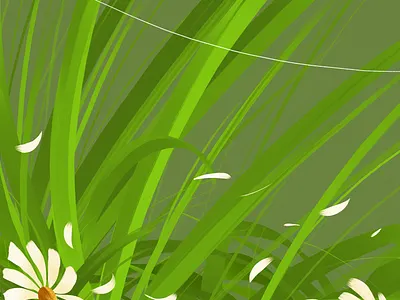 Flower and grass digital 2d digitalart illustration