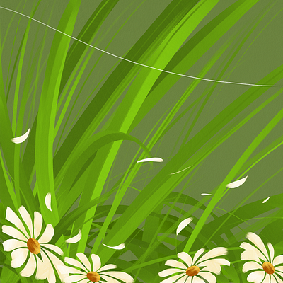 Flower and grass digital 2d digitalart illustration
