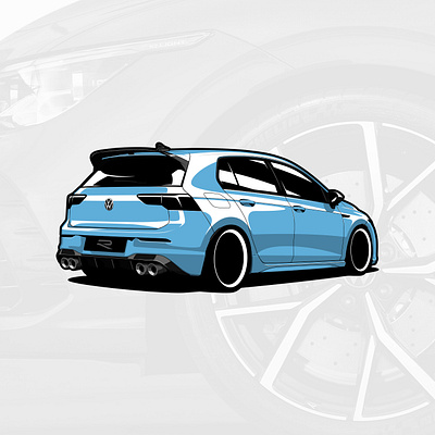 VW Golf 8 R 2021 art artwork car design drawing graphicdesign illustration logo logotype vector