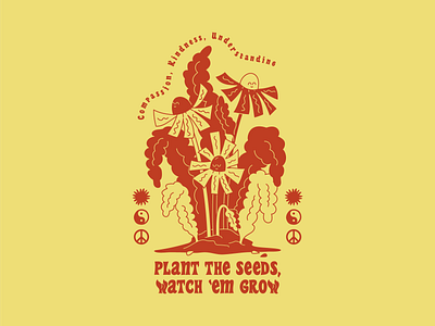 Plant the Seeds apparel graphics compassion daisies daisy design flower flower illustration flowers illustration kindness outdoors peace seed seeds starburst sun understanding yellow yinyang