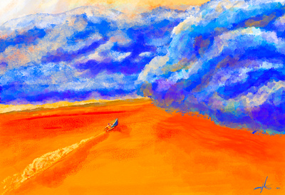 Into the Storm american clouds cool colors cuban desert digital art digital illustration digital painting illustration painting sailing storm sunny sunshine warm colors