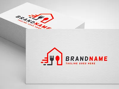 food delivery logo template vs1 bistro canteen chef cook cooking cuisine delivery fast food fork home house kitchen logo recipe restaurant sale speed spoon template