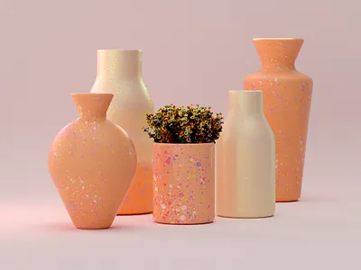 Forgotten & unfinished personal project 3d ceramics cinema4d flower vase flowers illustration pottery