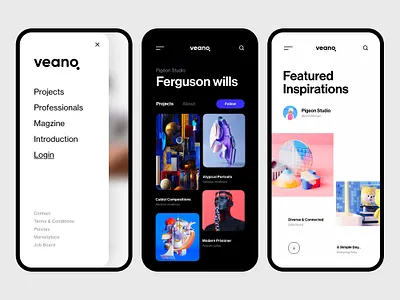 veano app 3d adobe xd app application creative designer designer portfolio ios minimal portfolio trend ui user experience user interface ux
