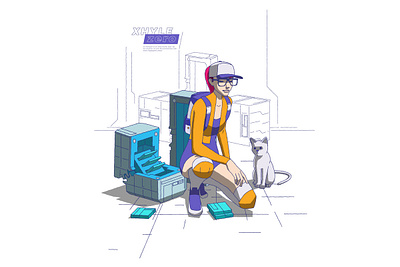 GADGETS 2d adobe illustrator cat cyberpunk design illustration vector videogame xhyle