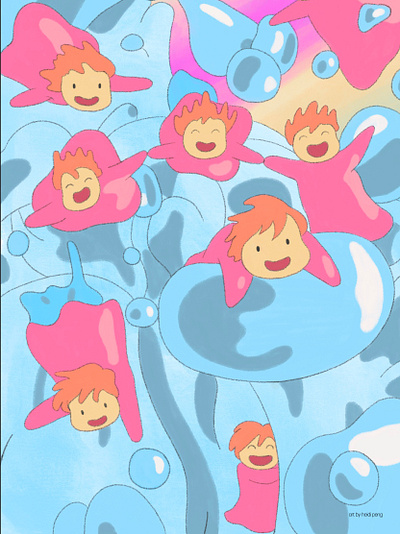 Ponyo chibi illustration ponyo studio ghibli