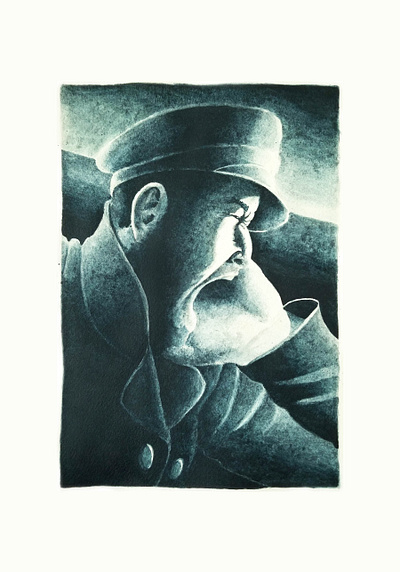 Batten Down the Hatches! black white book art illustration nautical painting portrait portrait art portrait illustration watercolor watercolor art