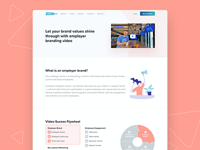 VideoMyJob Website - Employer Branding Solution Page clean color fun illustration landing page minimal modern ui ux website