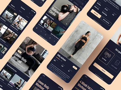 Fitness App UI Design app template dark mode dashboard fitness app fitness app design mobile app ui design training app ui design ui kit ui ux design ui ux designer uikit uikits workout app yoga app 应用 应用界面 设计