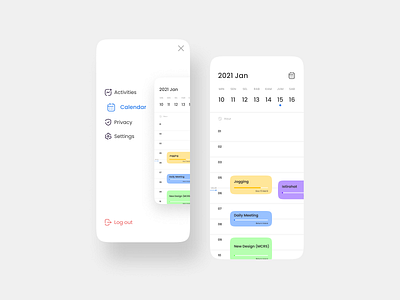 Mobile App - Menu & Calendar Concept concept design freelance simple uidesign uiux