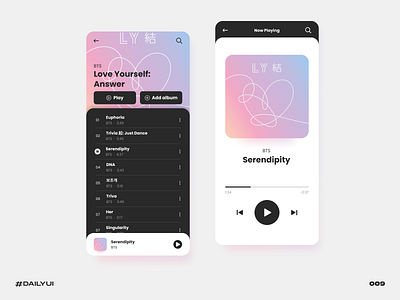 Music player black bts challenge dailyui mobile music player