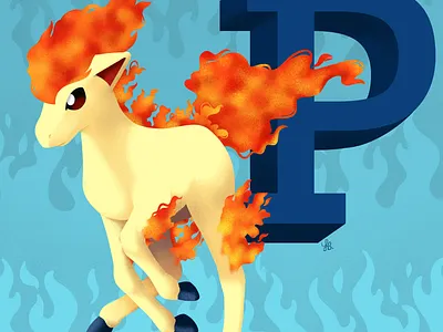P for Ponyta alphabet character horse illustration lauren draws pokemon pokemongo ponyta
