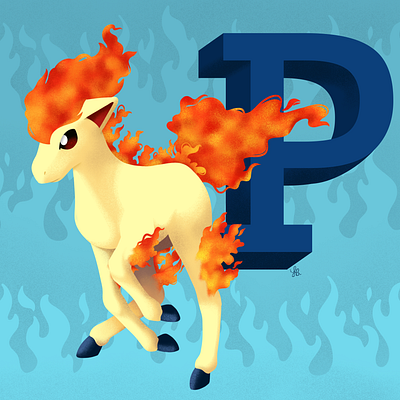 P for Ponyta alphabet character horse illustration lauren draws pokemon pokemongo ponyta