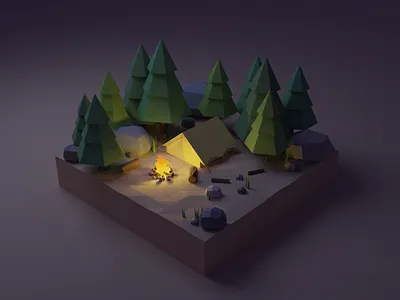 campfire 3d 3d modelling art blender blender3d design digital illustration minimalist