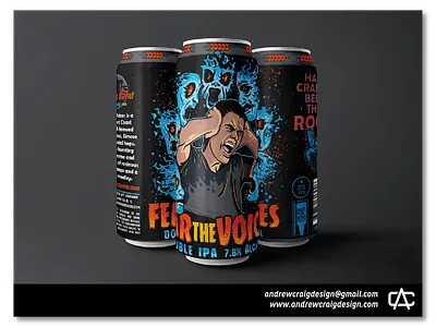 Fear The Voices Display art beer can branding design graphic design illustration layout logo design brand vector