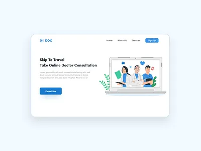 Online Doctor Consultation Web UI design flat header design landing page landingpage ui web webpage