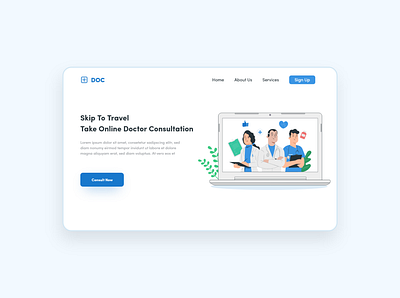 Online Doctor Consultation Web UI design flat header design landing page landingpage ui web webpage