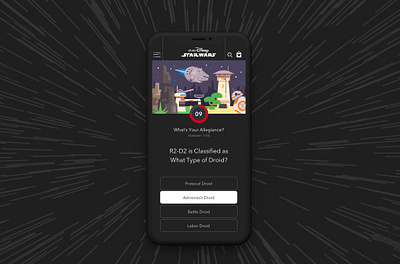 Star Wars Quiz App Concept app app design bb 8 concept creative direction dark ui design disney graphic design ios mobile product design quiz star wars starwars ui user experience user interface ux visual design