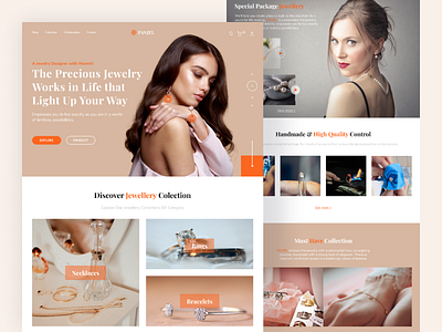 PANJEL - Jewelry Shop Landing Page accesories bracelete branding cleandesign homepage iconhub jewellery jewelry jewelry design landingpage necklace oww rings ui uidesign uiplus uiux webdesign